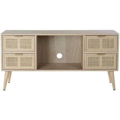Buffet Meuble De Rangement En Paulownia Et MDF Coloris Naturel - Longueur 120 X Hauteur 60 X Profondeur 42 Cm -PEGANE- 2 Buffet Meuble De Rangement En Paulownia Et MDF Coloris Naturel - Longueur 120 X Hauteur 60 X Profondeur 42 Cm -PEGANE- – Image 2
