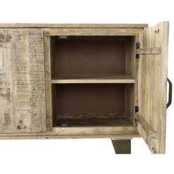 Buffet Meuble De Rangement En Bois De Manguier Naturel Et Métal Noir - Longueur 140 X Hauteur 75 X Profondeur 43 Cm -PEGANE- -Buffet et enfilade Soldes 60153559 3