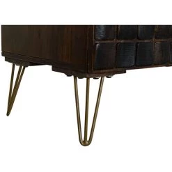 Buffet Meuble De Rangement En Bois De Manguier Marron Foncé Et Métal Doré - Longueur 160 X Hauteur 80 X Profondeur 45 Cm -PEGANE- -Buffet et enfilade Soldes 60153560 5