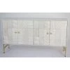 Buffet Meuble De Rangement En Bois De Manguier Et Laiton Coloris Blanc - Longueur 157 X Hauteur 84 X Profondeur 43cm -PEGANE-