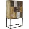 Buffet Haut Meuble De Rangement En Bois De Manguier Multicolore - Longueur 84 X Hauteur 152 X Profondeur 43 Cm -PEGANE-