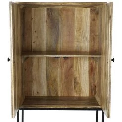 Buffet Haut Meuble De Rangement En Bois De Manguier Multicolore - Longueur 84 X Hauteur 152 X Profondeur 43 Cm -PEGANE- -Buffet et enfilade Soldes 60154203 3