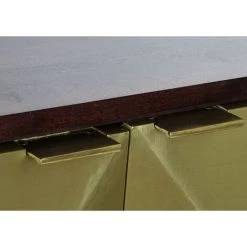 Buffet Meuble De Rangement En Bois De Manguier Et Acacia Coloris Marron Foncé / Doré - Longueur 150 X Hauteur 68 X Profondeur 40 Cm -PEGANE- 9 Buffet Meuble De Rangement En Bois De Manguier Et Acacia Coloris Marron Foncé / Doré - Longueur 150 X Hauteur 68 X Profondeur 40 Cm -PEGANE- -Buffet et enfilade Soldes 60154441 5