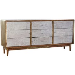 Buffet Meuble De Rangement En Bois D'acacia Coloris naturel/crème - Longueur 175 X Hauteur 77 X Profondeur 40 Cm -PEGANE-