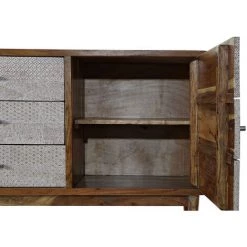 Buffet Meuble De Rangement En Bois D'acacia Coloris naturel/crème - Longueur 175 X Hauteur 77 X Profondeur 40 Cm -PEGANE- -Buffet et enfilade Soldes 60154447 4