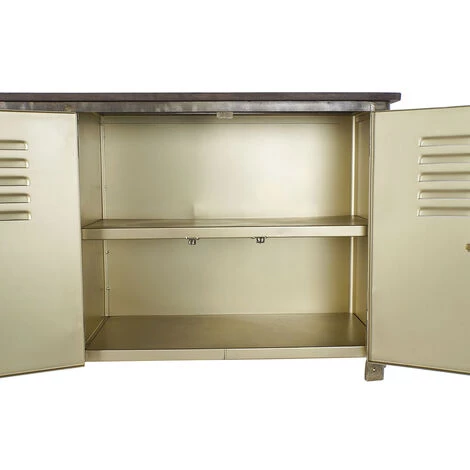 Buffet Meuble De Rangement En Métal Coloris Doré - Longueur 152 X Hauteur 69 X Profondeur 35 Cm -PEGANE- 3 Buffet Meuble De Rangement En Métal Coloris Doré - Longueur 152 X Hauteur 69 X Profondeur 35 Cm -PEGANE- – Image 3