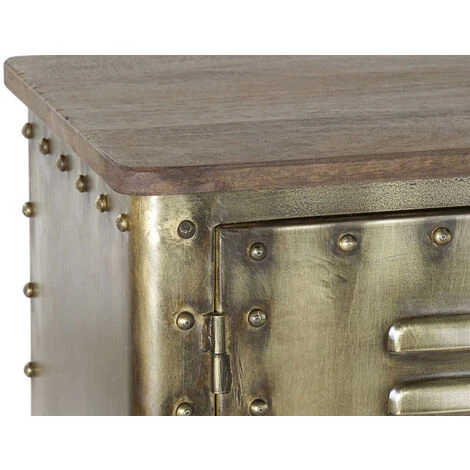 Buffet Meuble De Rangement En Métal Coloris Doré - Longueur 152 X Hauteur 69 X Profondeur 35 Cm -PEGANE- 4 Buffet Meuble De Rangement En Métal Coloris Doré - Longueur 152 X Hauteur 69 X Profondeur 35 Cm -PEGANE- – Image 4