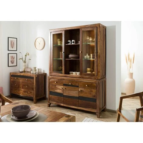 MASSIVMOEBEL24.DE ANCONA Buffet #245 140x45x200 Sheesham Dunkelbraun Lackiert - Brun 2 MASSIVMOEBEL24.DE ANCONA Buffet #245 140x45x200 Sheesham Dunkelbraun Lackiert - Brun – Image 2