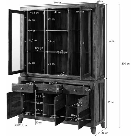 MASSIVMOEBEL24.DE ANCONA Buffet #245 140x45x200 Sheesham Dunkelbraun Lackiert - Brun 4 MASSIVMOEBEL24.DE ANCONA Buffet #245 140x45x200 Sheesham Dunkelbraun Lackiert - Brun – Image 4