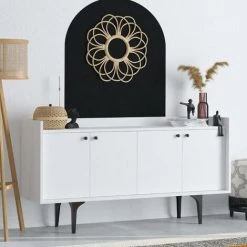 COTECOSY Buffet Bas 4 Portes Erebos 150cm Blanc - Blanc -Buffet et enfilade Soldes 60199183 3