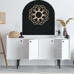 COTECOSY Buffet Bas 4 Portes Erebos 150cm Blanc - Blanc -Buffet et enfilade Soldes 60199183 4