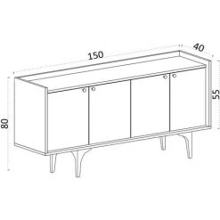 COTECOSY Buffet Bas 4 Portes Erebos 150cm Blanc - Blanc -Buffet et enfilade Soldes 60199183 5