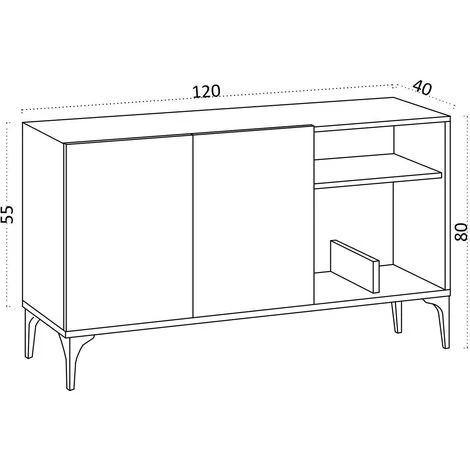 COTECOSY Buffet Bas 2 Portes Avec étagères Dyna 120cm Chêne Clair - Chêne Clair 5 COTECOSY Buffet Bas 2 Portes Avec étagères Dyna 120cm Chêne Clair - Chêne Clair – Image 5