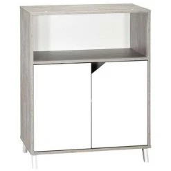 BABY PRICE COMMODE 2 PORTES ET 1 NICHE SCANDI GRIS - BLANC -Buffet et enfilade Soldes 60219919 2