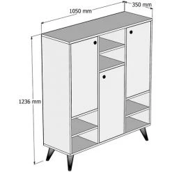 COTECOSY Buffet Haut Kamuta L105xH123,6cm Bois Naturel Et Effet Marbre Noir - Bois / Noir -Buffet et enfilade Soldes 60221689 5