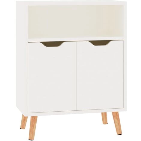 INLIFE Buffet Blanc Brillant 60x30x72 Cm Aggloméré 2 INLIFE Buffet Blanc Brillant 60x30x72 Cm Aggloméré – Image 2
