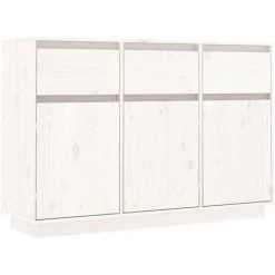 INLIFE Buffet Blanc 110x34x75 Cm Bois Massif De Pin -Buffet et enfilade Soldes 60302863 2