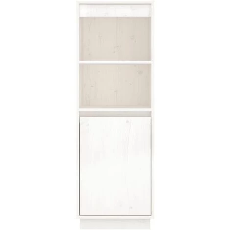 INLIFE Buffet Blanc 37x34x110 Cm Bois Massif De Pin 5 INLIFE Buffet Blanc 37x34x110 Cm Bois Massif De Pin – Image 5