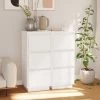 INLIFE Buffets 2 Pcs Blanc 32x34x75 Cm Bois Massif De Pin