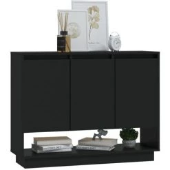 INLIFE Buffet Noir 97x31x75 Cm Aggloméré -Buffet et enfilade Soldes 60303230 4