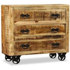 INLIFE Buffet Avec 3 Tiroirs Bois De Manguier Brut 7 INLIFE Buffet Avec 3 Tiroirs Bois De Manguier Brut -Buffet et enfilade Soldes 60303263 3