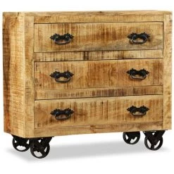 INLIFE Buffet Avec 3 Tiroirs Bois De Manguier Brut 8 INLIFE Buffet Avec 3 Tiroirs Bois De Manguier Brut -Buffet et enfilade Soldes 60303263 4