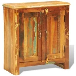 INLIFE Armoire Vintage Avec 2 Portes Bois Massif De Récupération -Buffet et enfilade Soldes 60303294 4