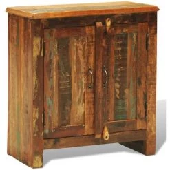 INLIFE Armoire Vintage Avec 2 Portes Bois Massif De Récupération -Buffet et enfilade Soldes 60303294 5