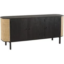 LES TENDANCES Buffet 3 Portes Bois Noir Emilie L 180 Cm