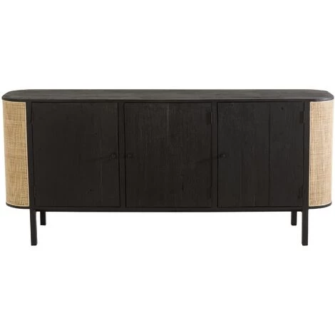 LES TENDANCES Buffet 3 Portes Bois Noir Emilie L 180 Cm 2 LES TENDANCES Buffet 3 Portes Bois Noir Emilie L 180 Cm – Image 2
