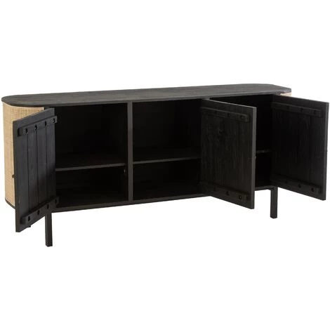LES TENDANCES Buffet 3 Portes Bois Noir Emilie L 180 Cm 3 LES TENDANCES Buffet 3 Portes Bois Noir Emilie L 180 Cm – Image 3