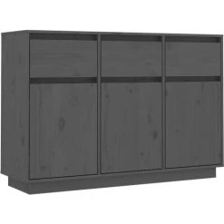YOUTHUP Buffet Gris 110x34x75 Cm Bois Massif De Pin - Gris