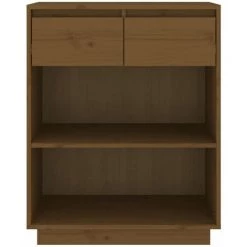 YOUTHUP Armoire Console Marron Miel 60x34x75 Cm Bois De Pin Solide - Brun -Buffet et enfilade Soldes 60367228 5