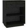 YOUTHUP Armoire Console Noir 60x34x75 Cm Bois De Pin Solide - Noir