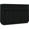YOUTHUP Buffet Noir 110x34x75 Cm Bois Massif De Pin - Noir