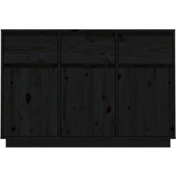 YOUTHUP Buffet Noir 110x34x75 Cm Bois Massif De Pin - Noir -Buffet et enfilade Soldes 60368003 3