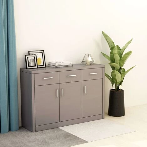 Topdeal Buffet Gris Brillant 110x30x75 Cm Aggloméré FF800710_FR 1 Topdeal Buffet Gris Brillant 110x30x75 Cm Aggloméré FF800710_FR