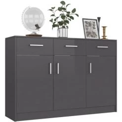 Topdeal Buffet Gris Brillant 110x30x75 Cm Aggloméré FF800710_FR 7 Topdeal Buffet Gris Brillant 110x30x75 Cm Aggloméré FF800710_FR -Buffet et enfilade Soldes 60372212 3
