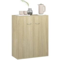 Topdeal Buffet Chêne Sonoma 60x30x75 Cm Aggloméré FF800732_FR -Buffet et enfilade Soldes 60372226 4