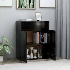 Topdeal Buffet Noir 60x30x75 Cm Aggloméré FF800712_FR -Buffet et enfilade Soldes 60372228 3