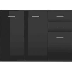 Topdeal Buffet Noir Brillant 105x30x75 Cm Aggloméré FF800700_FR -Buffet et enfilade Soldes 60372233 5