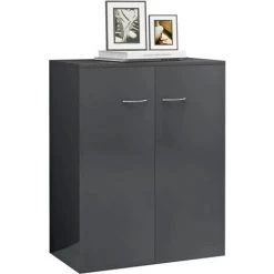 Topdeal Buffet Gris Brillant 60x30x75 Cm Aggloméré FF800737_FR -Buffet et enfilade Soldes 60372235 4