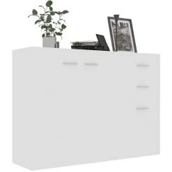 Topdeal Buffet Blanc 105x30x75 Cm Aggloméré FF800693_FR -Buffet et enfilade Soldes 60372247 3