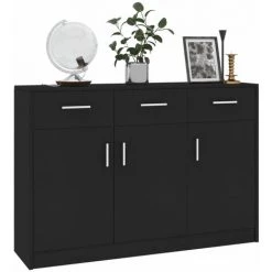 Topdeal Buffet Noir 110x30x75 Cm Aggloméré FF800703_FR 7 Topdeal Buffet Noir 110x30x75 Cm Aggloméré FF800703_FR -Buffet et enfilade Soldes 60372249 3