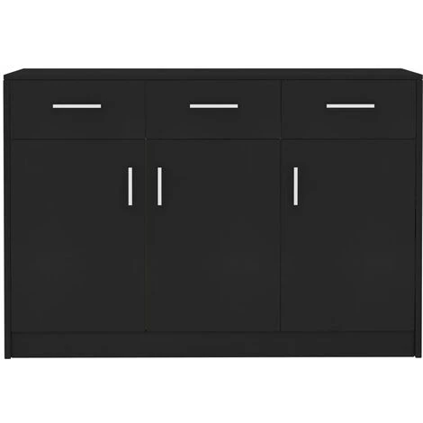 Topdeal Buffet Noir 110x30x75 Cm Aggloméré FF800703_FR 4 Topdeal Buffet Noir 110x30x75 Cm Aggloméré FF800703_FR – Image 4