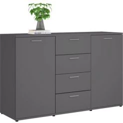 Topdeal Buffet Gris 120x35,5x75 Cm Aggloméré FF801330_FR -Buffet et enfilade Soldes 60372333 4