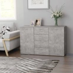 Topdeal Buffet Gris Béton 120x35,5x75 Cm Aggloméré FF801332_FR