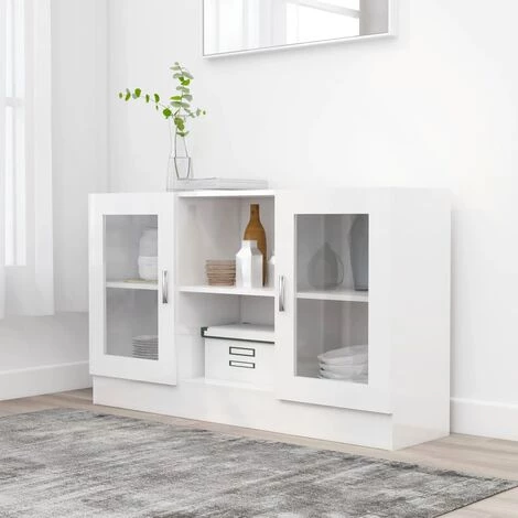 Topdeal Armoire à Vitrine Blanc Brillant 120x30,5x70 Cm Aggloméré FF802792_FR 1 Topdeal Armoire à Vitrine Blanc Brillant 120x30,5x70 Cm Aggloméré FF802792_FR