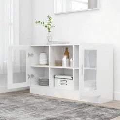 Topdeal Armoire à Vitrine Blanc Brillant 120x30,5x70 Cm Aggloméré FF802792_FR 7 Topdeal Armoire à Vitrine Blanc Brillant 120x30,5x70 Cm Aggloméré FF802792_FR -Buffet et enfilade Soldes 60372400 3