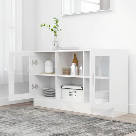 Topdeal Armoire à Vitrine Blanc Brillant 120x30,5x70 Cm Aggloméré FF802792_FR 3 Topdeal Armoire à Vitrine Blanc Brillant 120x30,5x70 Cm Aggloméré FF802792_FR – Image 3